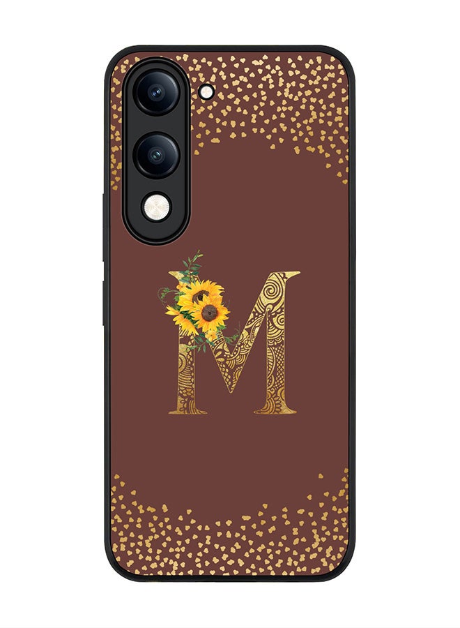For vivo Y04 / Y29t 5G Case,Slim fit Camera Protection, Shockproof Thin Phone cover  - Custom Floral Monogram - M  (Brown )
